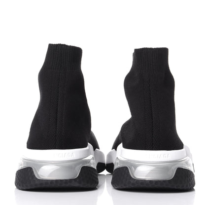 Balenciaga Neoprene Knit Womens Speed Clear Sole Sneakers 41 Black White 6 of 11