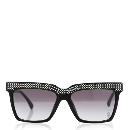 Chanel Acetate Strass Rectangle Sunglasses 71539A Black 2 of 8
