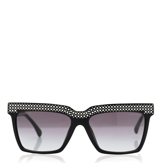Acetate Strass Rectangle Sunglasses 71539A Black
