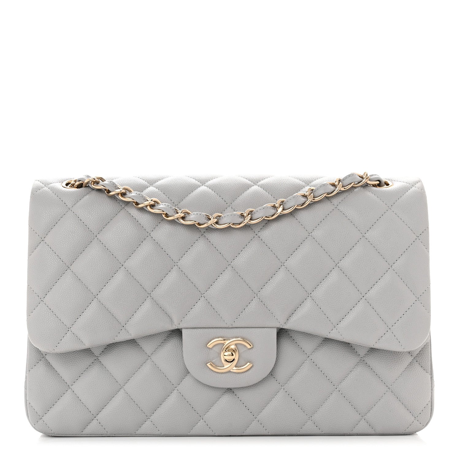 Chanel Caviar Quilted Jumbo Double Flap Grey 1 of 11