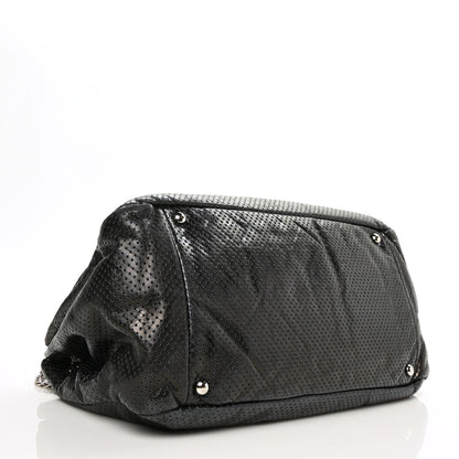 Chanel Metallic Calfskin Perforated Large Drill Accordion Flap Black 5 of 11