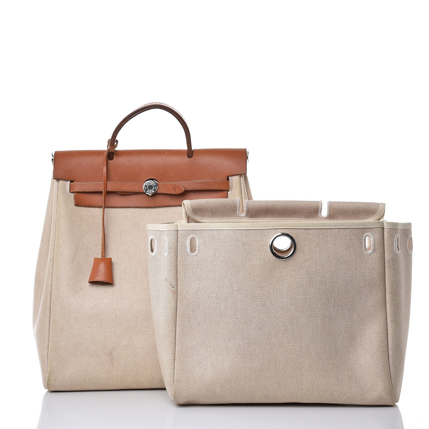 Hermes Toile Vache Calfskin Herbag 30 PM Backpack Natural 16 of 16