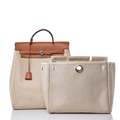 Hermes Toile Vache Calfskin Herbag 30 PM Backpack Natural 16 of 16