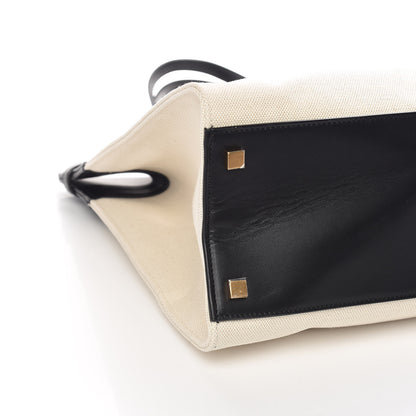 Saint Laurent Canvas Calfskin Medium Manhattan Shopper Tote Natural Black 8 of 9