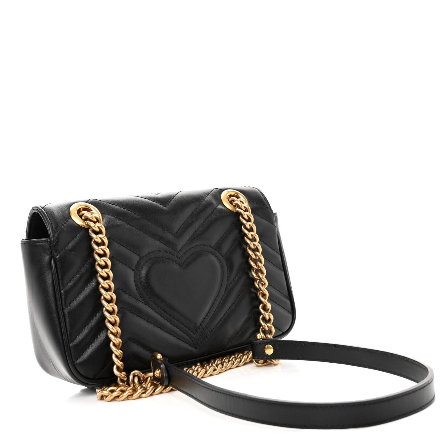 Calfskin Matelasse Mini GG Marmont Shoulder Bag Black