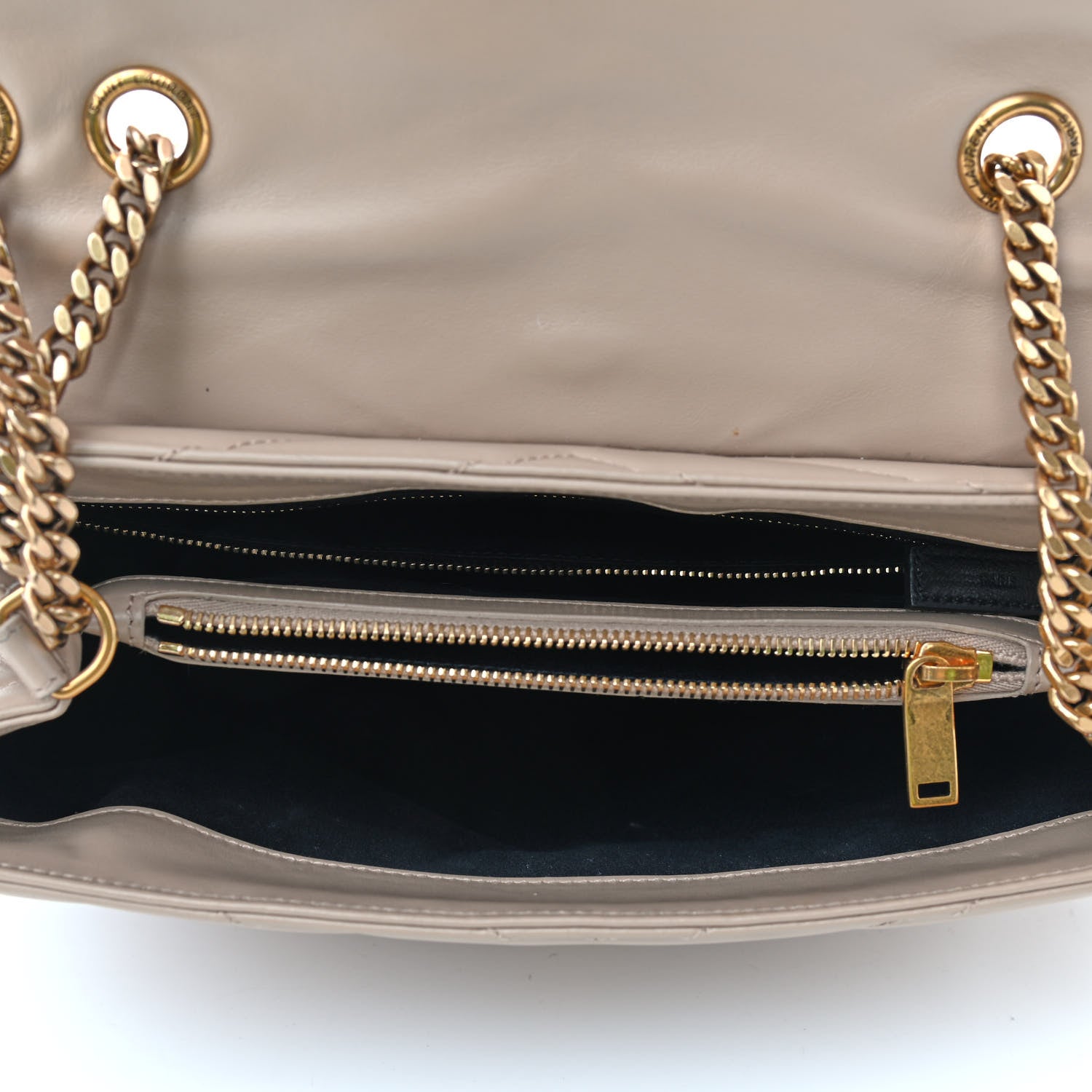 Saint Laurent Calfskin Y Quilted Monogram Medium Loulou Chain Satchel Dark Beige 5 of 11