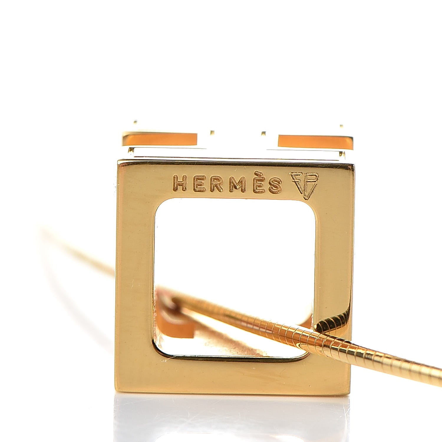Hermes Gold Lacquered Cage d'H Pendant Necklace Ultraviolet 7 of 8