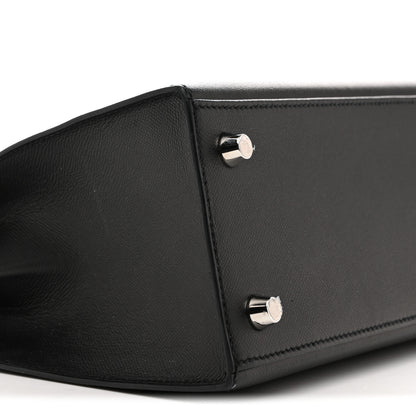 Hermes Madame Calfskin Shiny Niloticus Crocodile Kelly Sellier Touch 25 Black 9 of 14