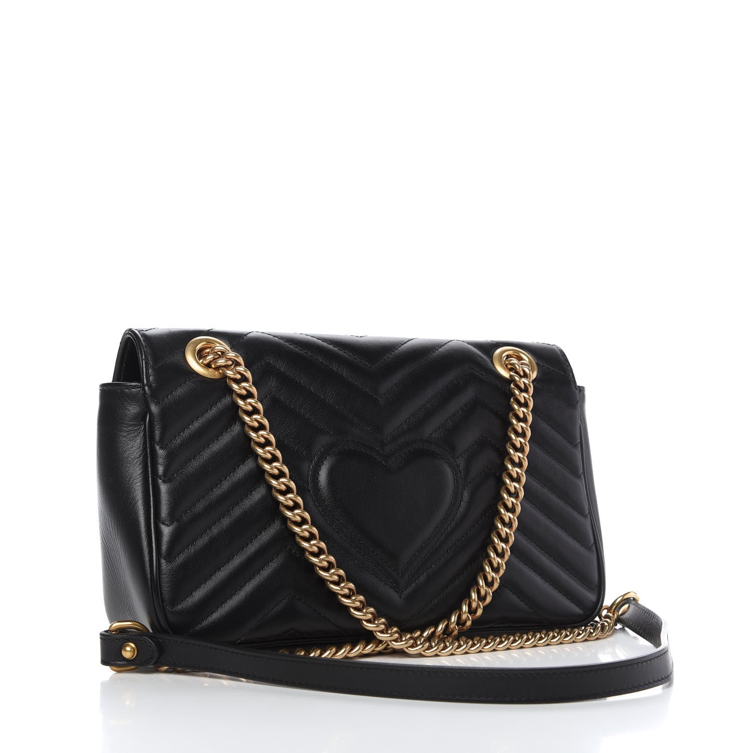 Gucci Calfskin Matelasse Small GG Marmont Shoulder Bag Black 3 of 10