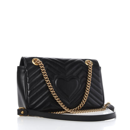 Gucci Calfskin Matelasse Small GG Marmont Shoulder Bag Black 3 of 10