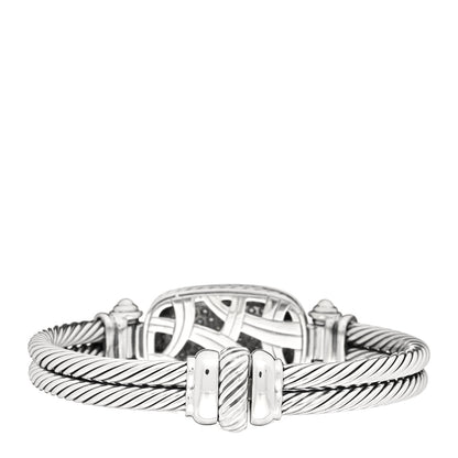 David Yurman Sterling Silver Diamond Double Cable Albion Bangle Bracelet 2 of 3