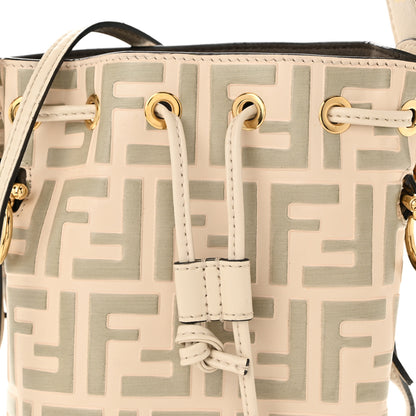 Fendi Vitello Liberty F is Fendi Bi-Color FF 1974 Embossed Mini Mon Tresor Bucket Bag Camelia Mandorlo 8 of 10