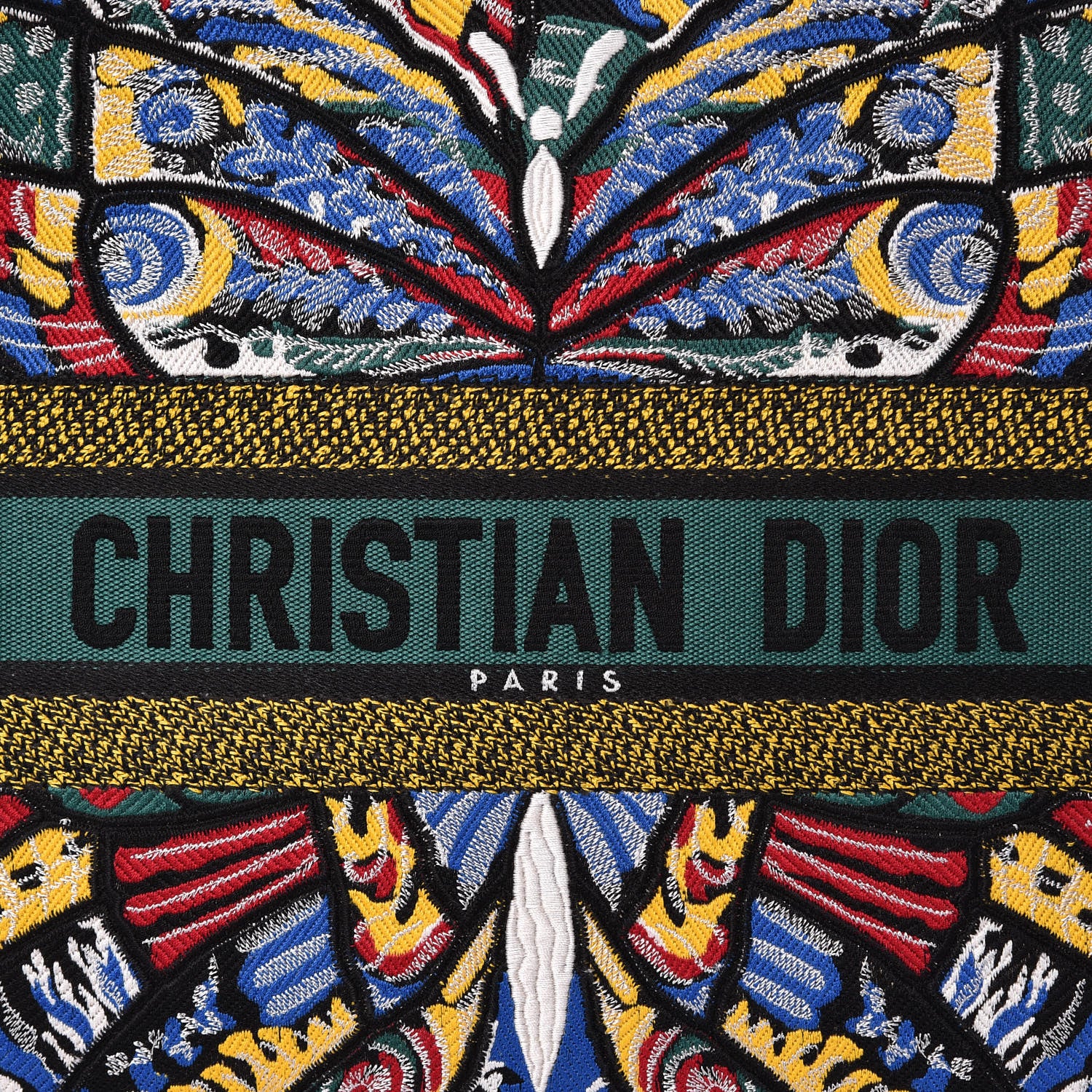 Christian Dior Canvas Embroidered Butterfly Book Tote Black Multicolor 8 of 8