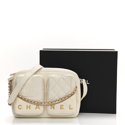 Chanel Calfskin Quilted Large Camera Case White 11 of 11