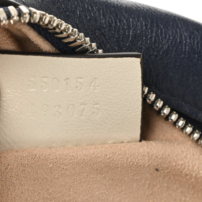 Gucci Azalea Calfskin Matelasse Diagonal Mini Torchon GG Marmont Round Shoulder Bag Blue Agata Mystic White 7 of 11
