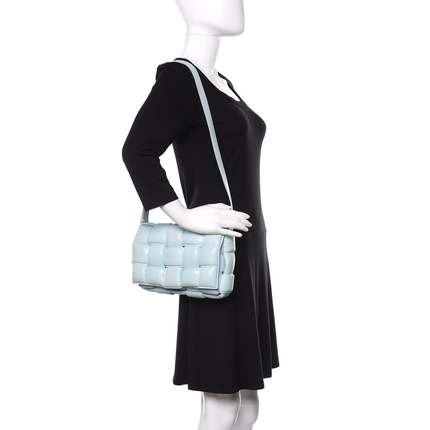 Paper Calfskin Maxi Intreccio Padded Cassette Crossbody Bag Ice