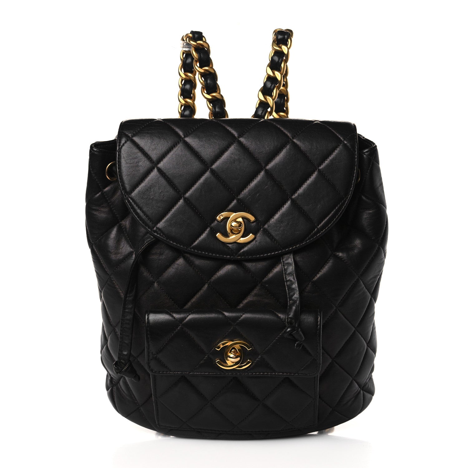 Chanel Lambskin Quilted Drawstring Backpack Black 1 of 8