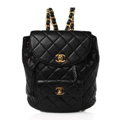 Chanel Lambskin Quilted Drawstring Backpack Black 1 of 8