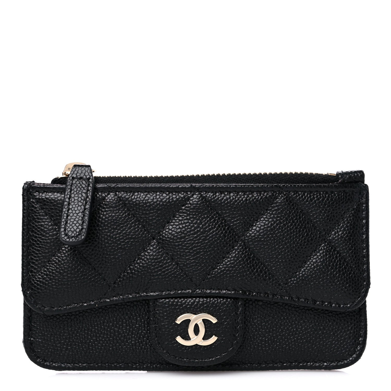 Chanel Caviar Quilted Flap Zip Card Holder Black 1 of 10