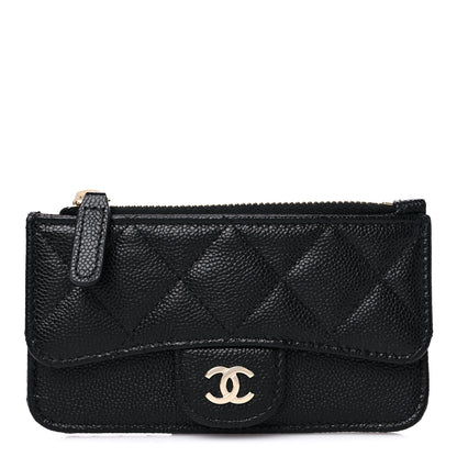 Chanel Caviar Quilted Flap Zip Card Holder Black 1 of 10