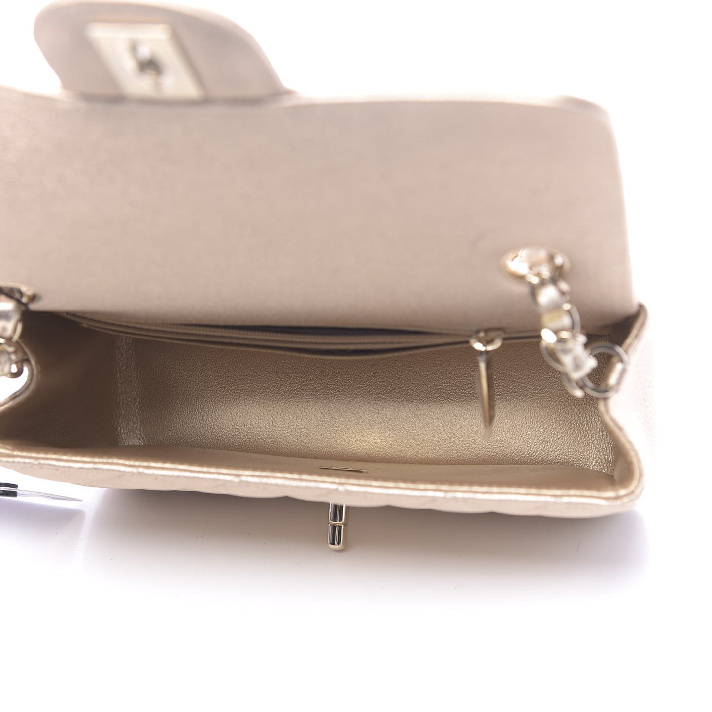 Metallic Lambskin Quilted Mini Rectangular Flap Gold