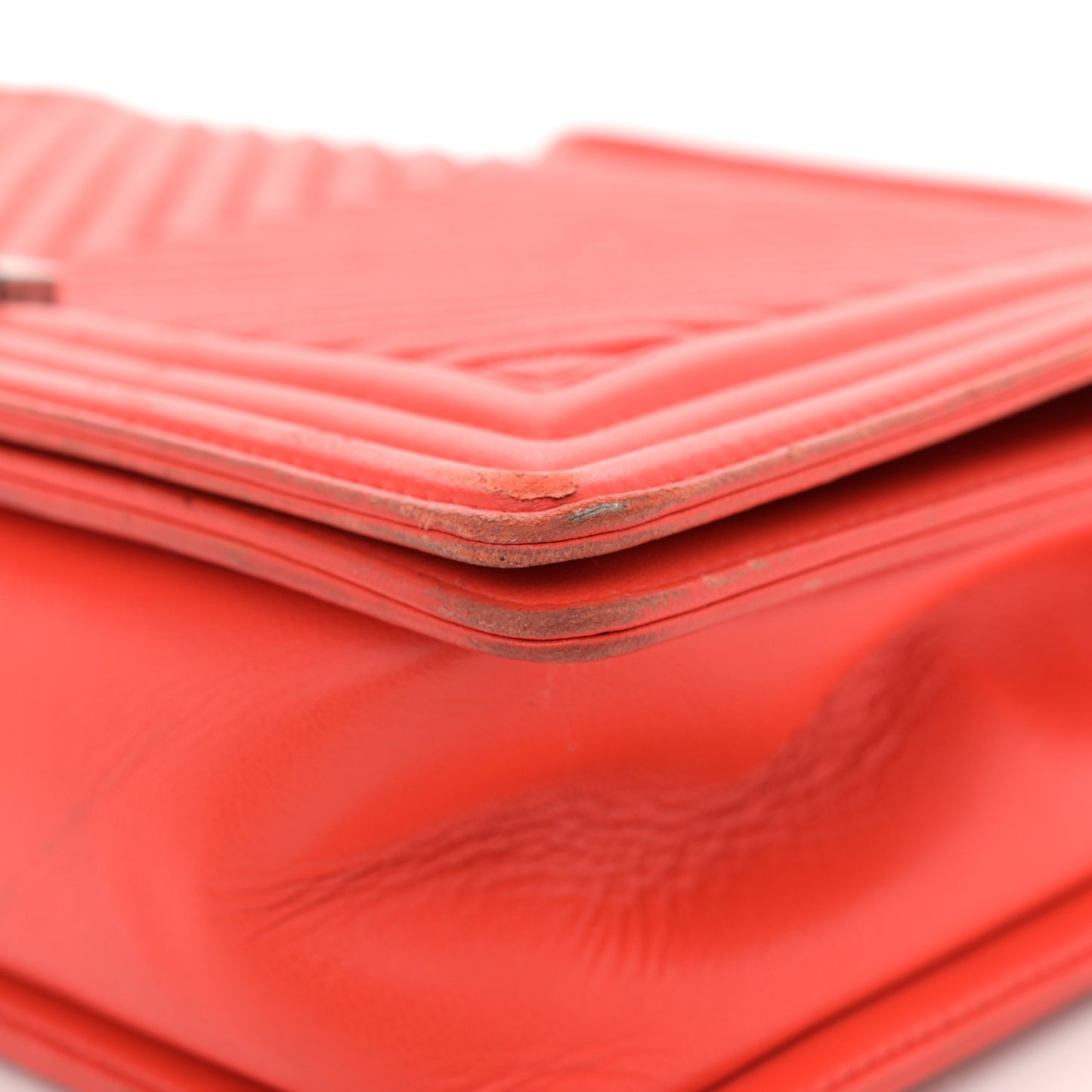 Calfskin Chevron Quilted New Medium Boy Flap Orange