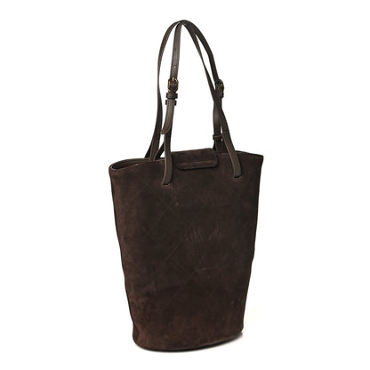 Chanel Suede Quilted Large Bucket Bag  Dark Brown 2 of 9