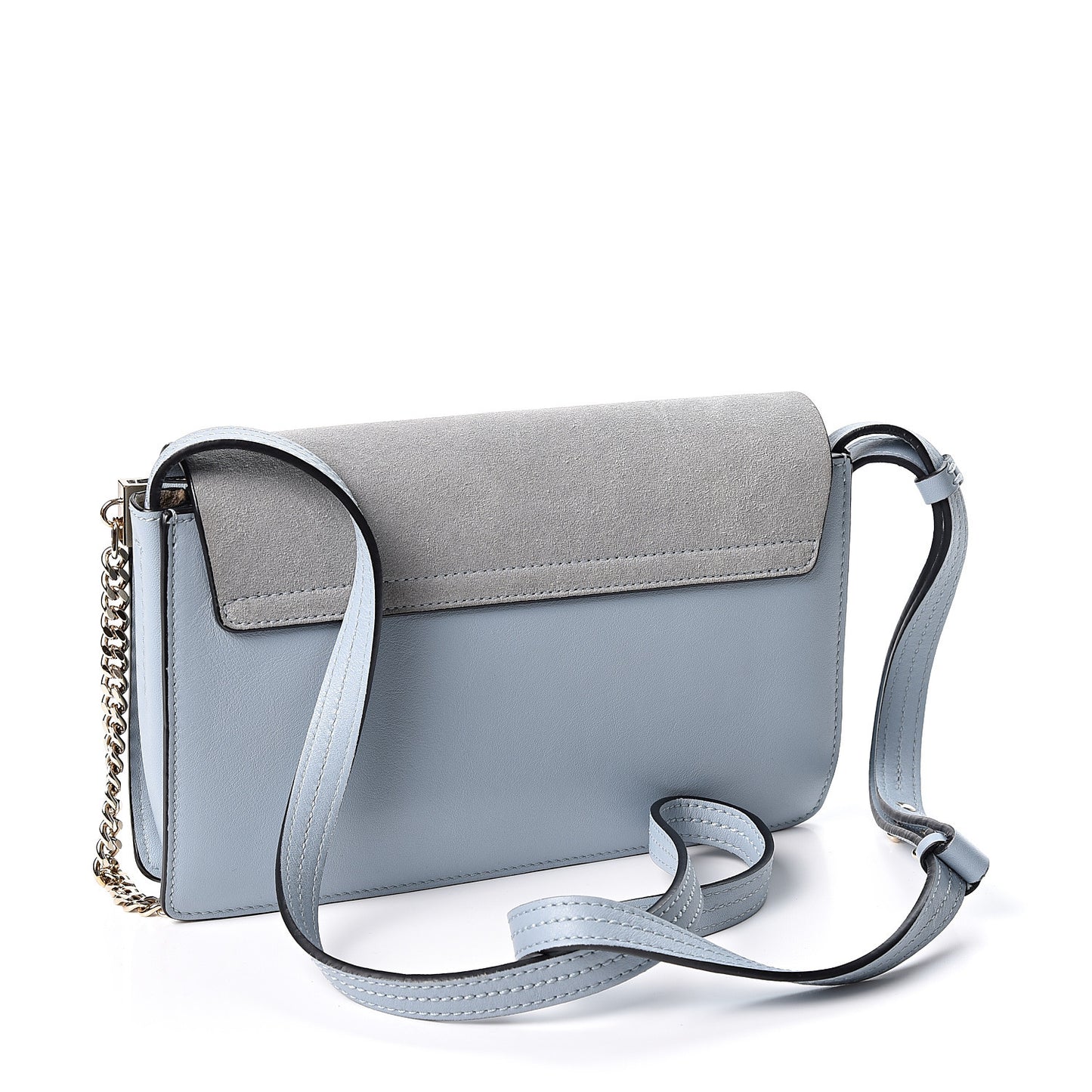 Suede Calfskin Small Faye Shoulder Bag Fresh Blue