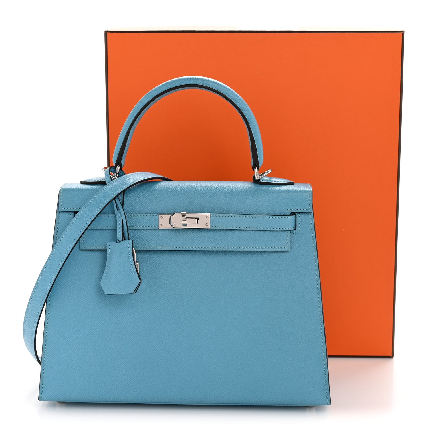 Hermes Madame Calfskin Kelly Sellier 25 Bleu du Nord 1776861