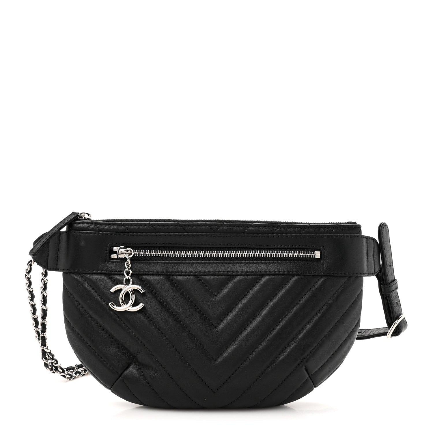 Chanel Lambskin Chevron Quilted Waist Belt Bag Black 1 of 11