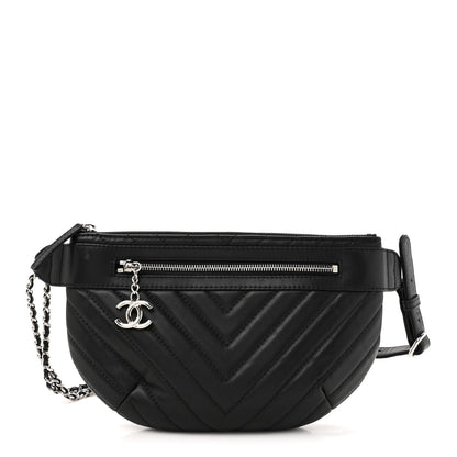 Chanel Lambskin Chevron Quilted Waist Belt Bag Black 1 of 11