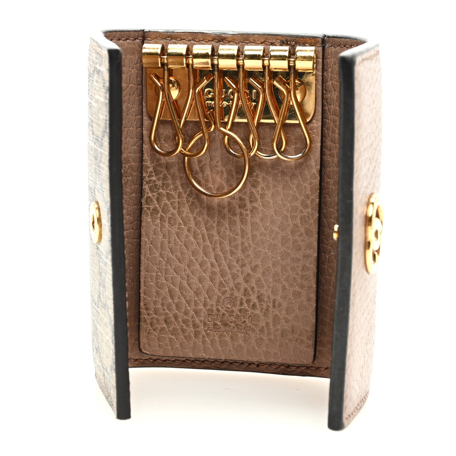 Gucci Dollar Calfskin GG Supreme Monogram GG Marmont 6 Key Holder Case Porcelain Rose Beige Ebony 5 of 8