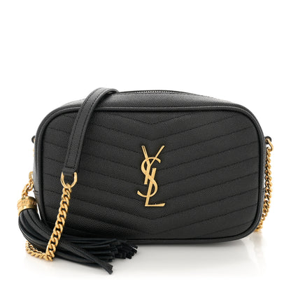 Saint Laurent Grain De Poudre Matelasse Monogram Mini Lou Camera Bag Black 1 of 11