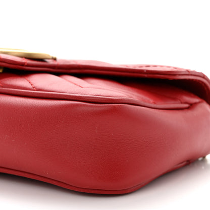 Gucci Calfskin Matelasse Super Mini GG Marmont Shoulder Bag Hibiscus Red 10 of 12