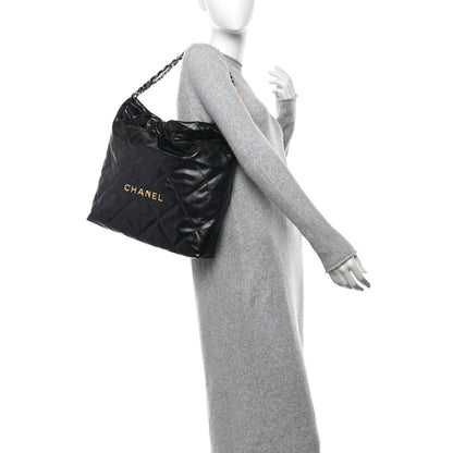 Chanel Shiny Calfskin Quilted Chanel 22 Black 2 of 11