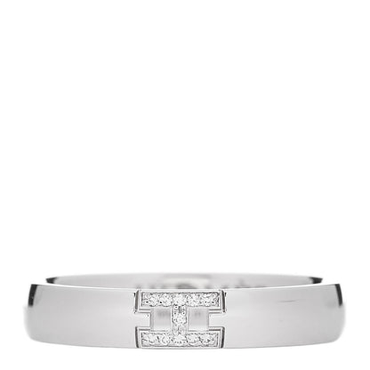 Hermes 18K White Gold Diamond Ever Herakles Wedding Band Ring 55 7.25 1 of 5