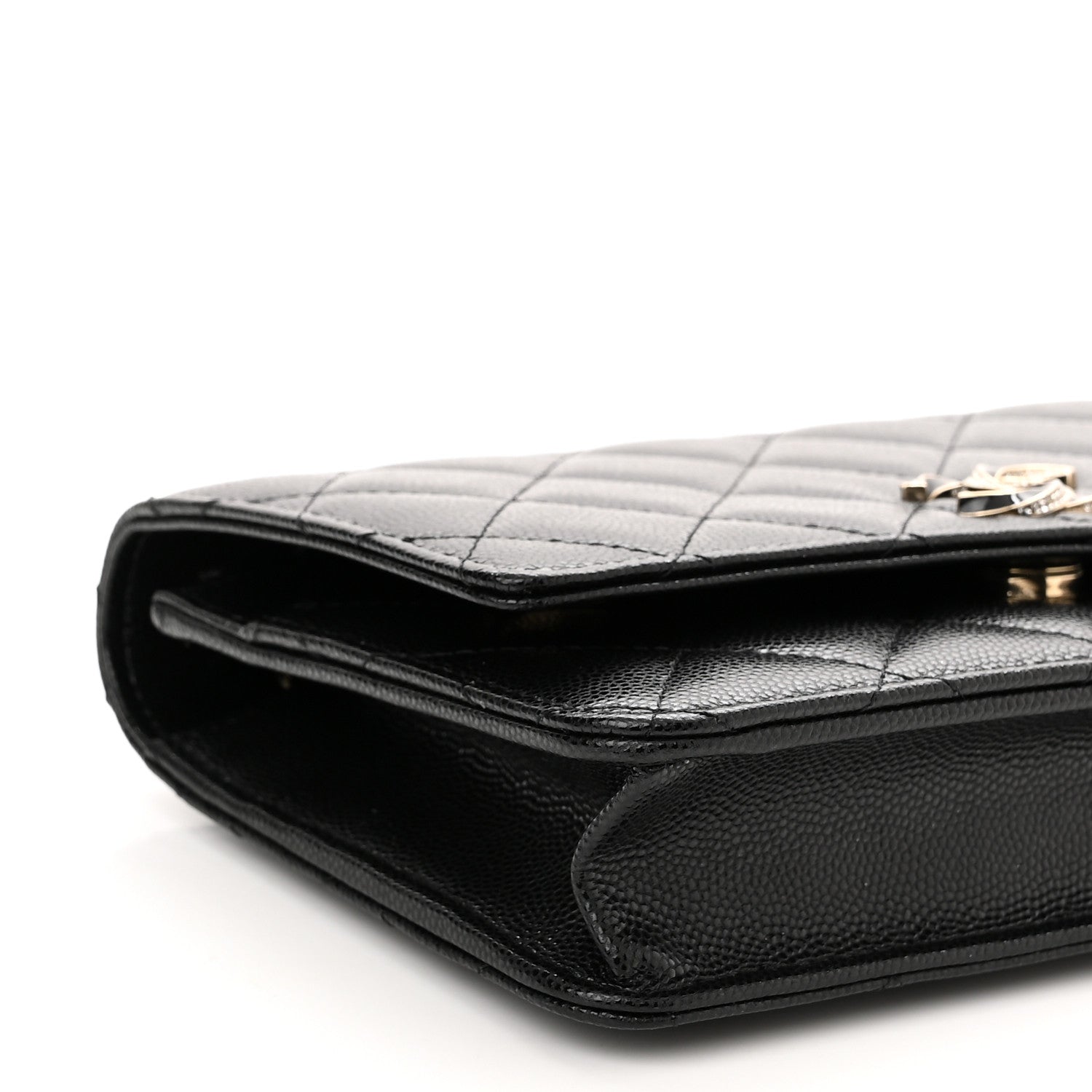 Chanel Caviar Quilted Crystal Enamel CC Wallet On Chain WOC Black 10 of 12