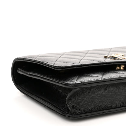 Chanel Caviar Quilted Crystal Enamel CC Wallet On Chain WOC Black 10 of 12
