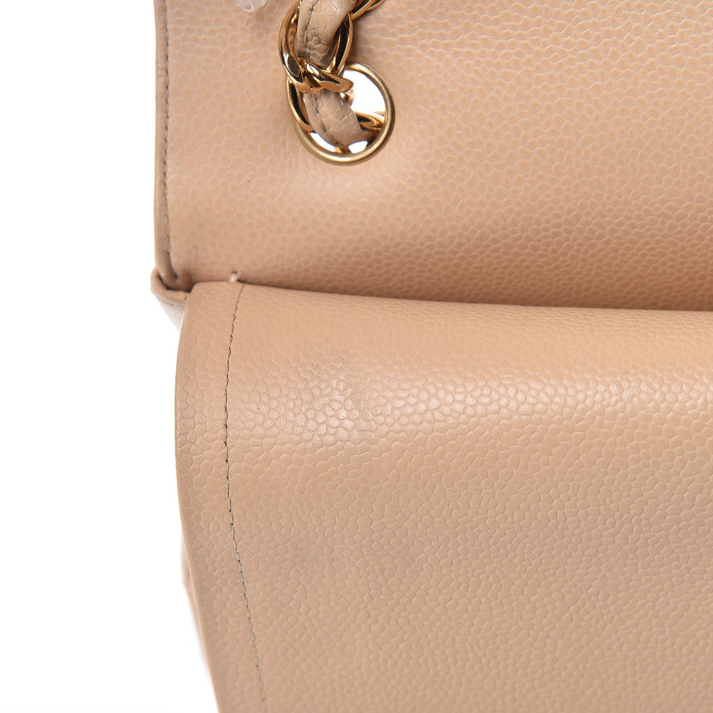 Caviar Quilted Jumbo Double Flap Light Beige