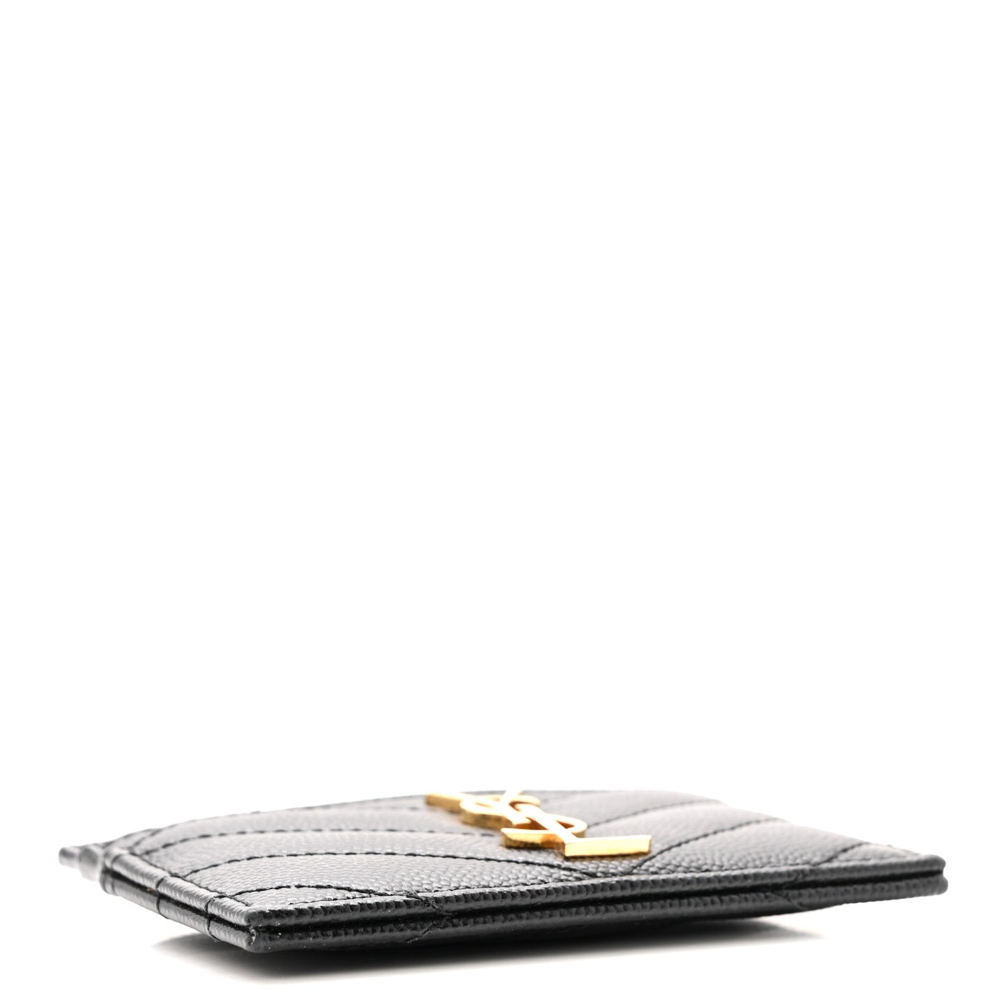 Grain De Poudre Matelasse Chevron Monogram Credit Card Case Black