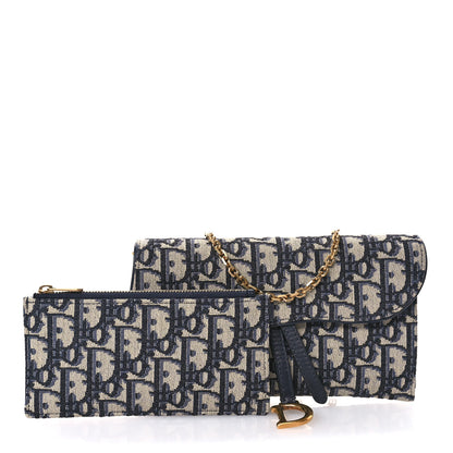 Christian Dior Oblique Saddle Chain Long Wallet Blue 2 of 10