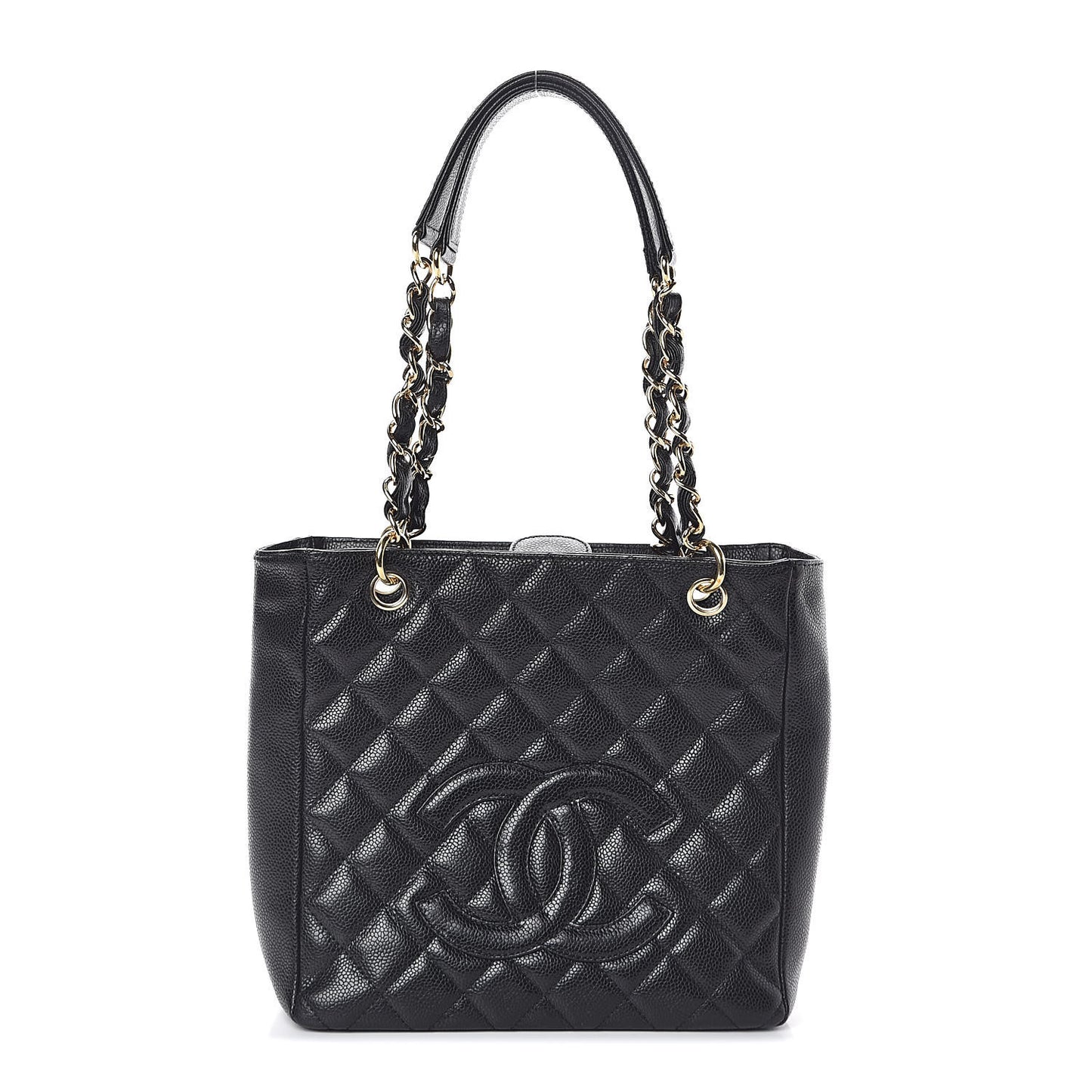 Caviar Quilted Petit Shopping Tote PST Black