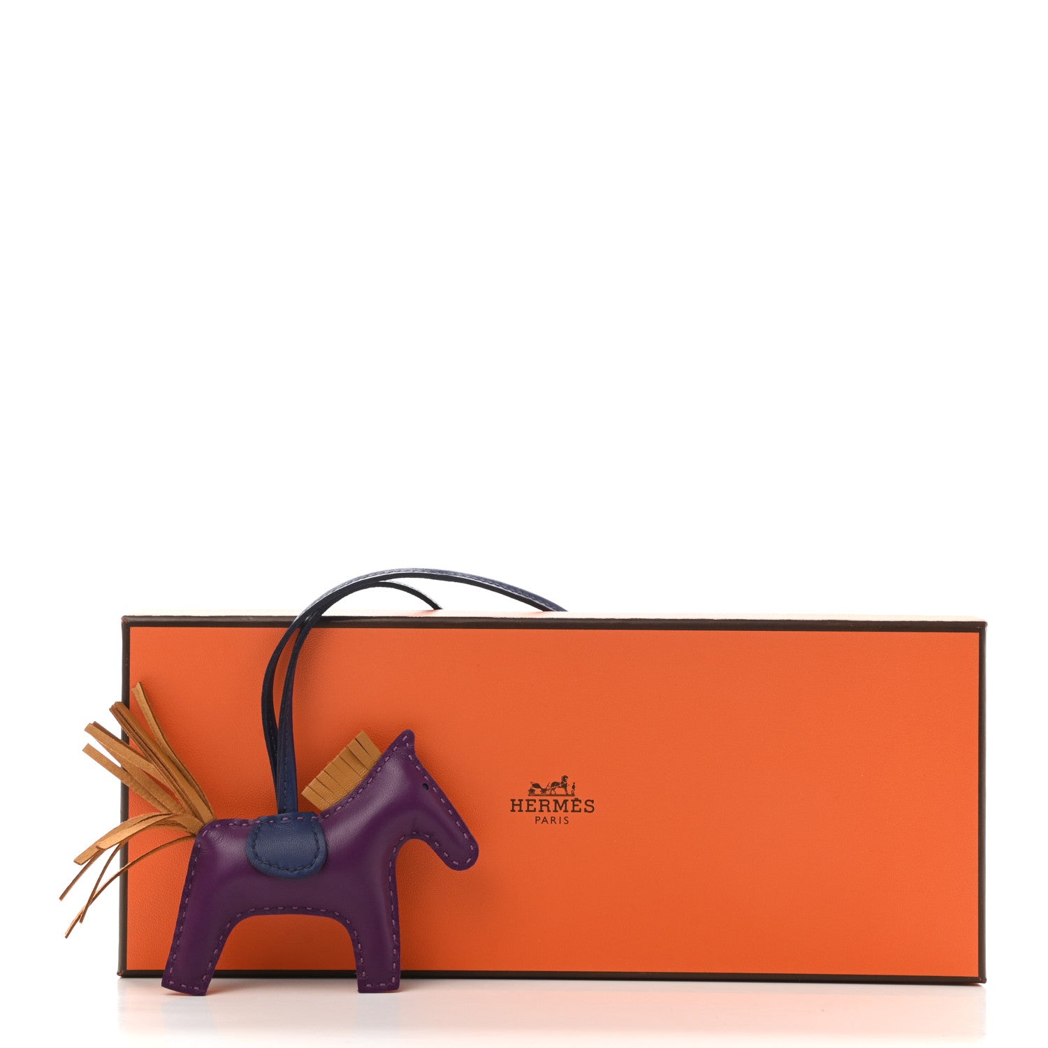 Hermes Milo Lambskin Grigri Rodeo Horse Bag Charm PM Violet Sesame Bleu Saphir 5 of 5