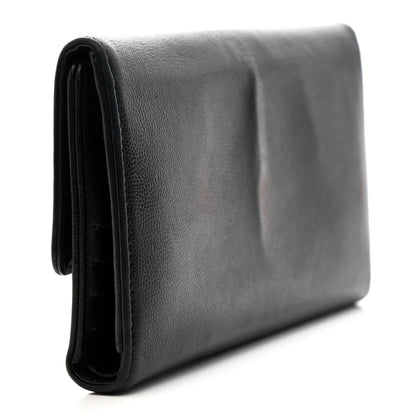 Chanel Caviar Sevruga Long Flap Wallet Black 3 of 12