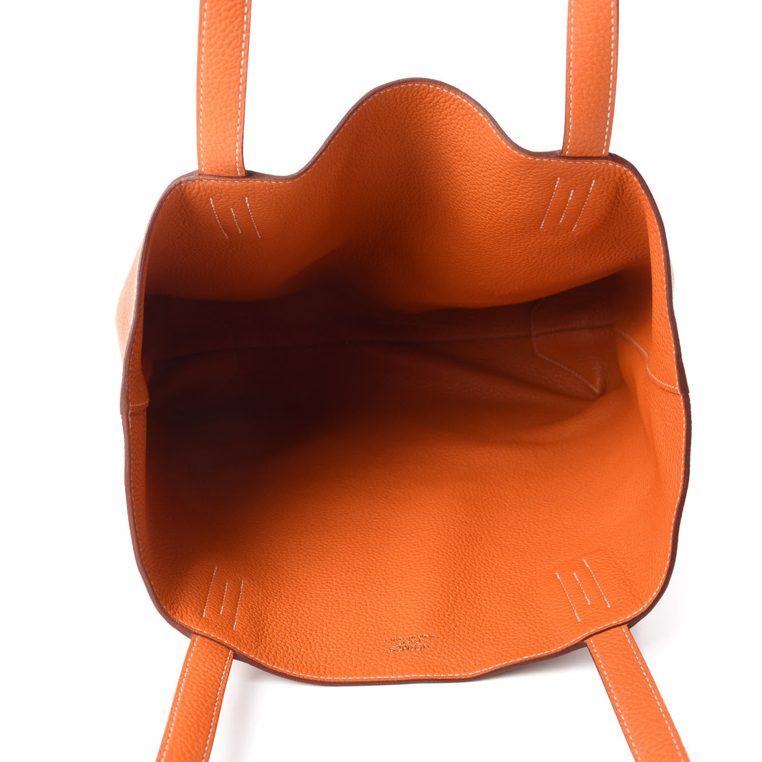 Hermes Taurillon Clemence Double Sens 45 Reversible Tote Orange Gold 5 of 16