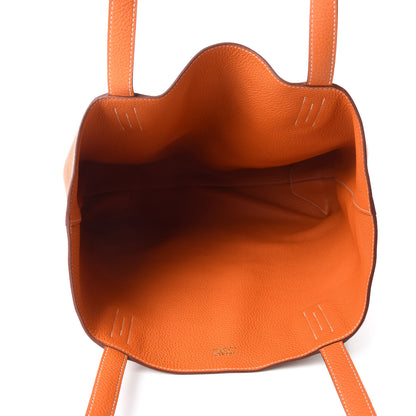 Hermes Taurillon Clemence Double Sens 45 Reversible Tote Orange Gold 5 of 16
