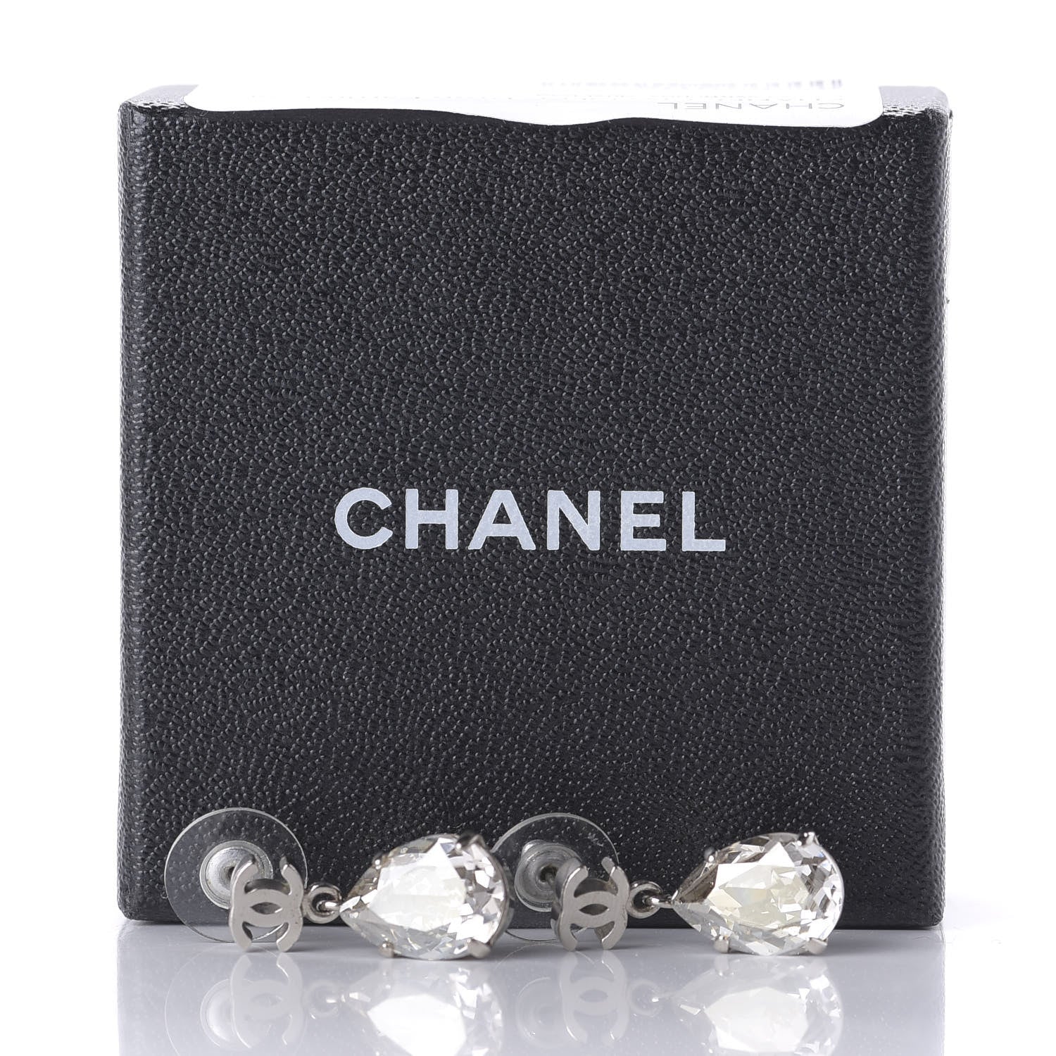 Chanel Crystal CC Tear Drop Earrings Silver 4 of 4