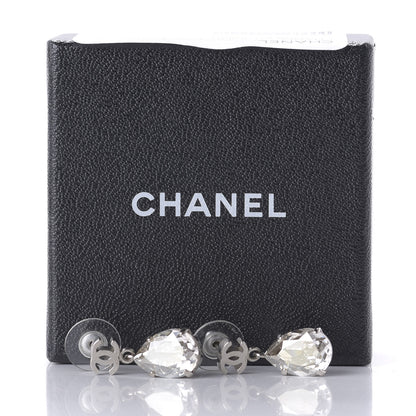 Chanel Crystal CC Tear Drop Earrings Silver 4 of 4