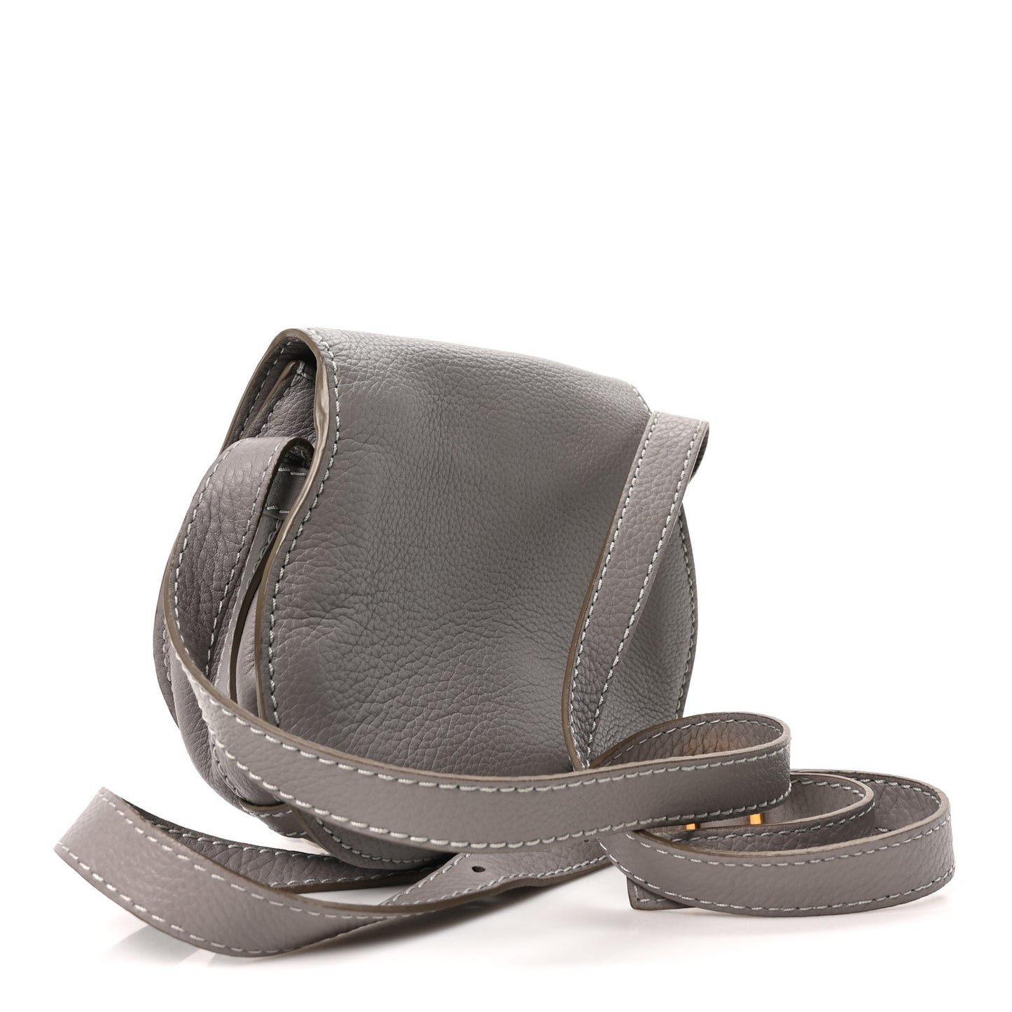 Grained Calfskin Small Marcie Saddle Bag Cashmere Grey