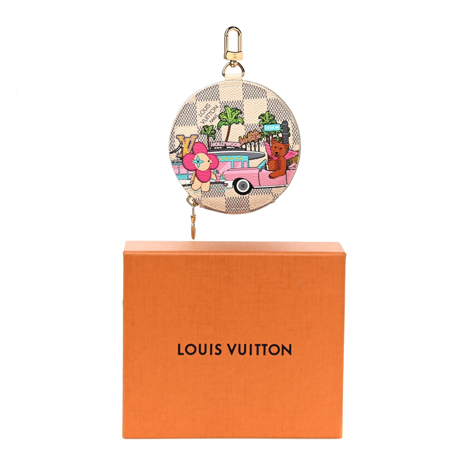 Louis Vuitton Damier Azur 2021 Christmas Animation Hollywood Bag Charm Fuchsia 6 of 6